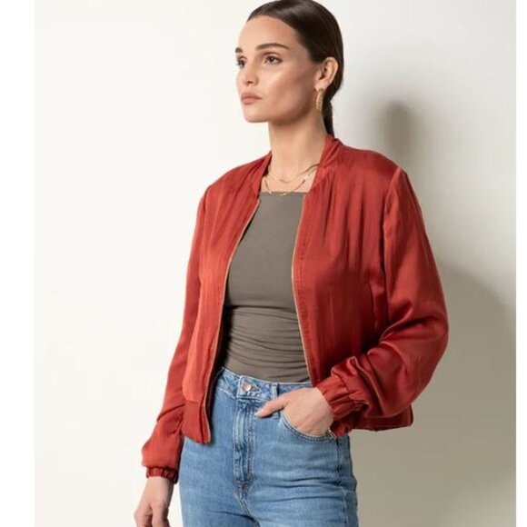 Tart Collections Silky Chili Oil Bomber Jacket NWOT - Picture 10 of 11